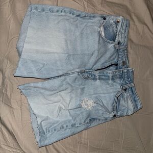 Abercrombie & Fitch Light Blue High-Rise Denim Shorts